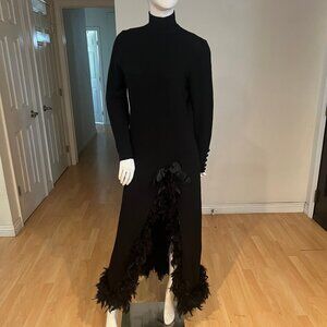VINTAGE LILLIE RUBIN DON SAYRES WELLMORE FEATHER BOA KNIT GOWN SZ 12